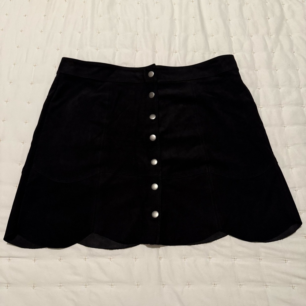 American Eagle Outfitters Black Suede Mini Skirt with Buttons